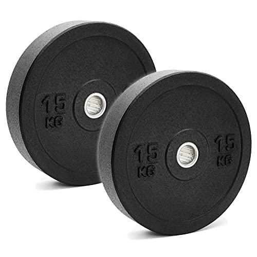 C.P. Sports - Juego de discos de pesas de goma maciza, orificio de 50 mm con anillo interior redondeado, placas de parachoques de alta calidad y duraderas, juegos de bumper plates de 10 a 100 kg