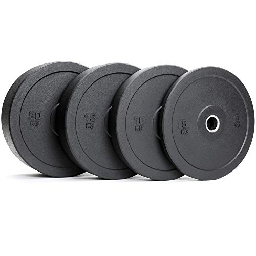 C.P.Sports Par de discos Bumper Plates – Placas de peso de goma completas y amortiguadoras para entrenamiento, disco de peso para mancuernas Ø 50/51 mm – 2 x 5 kg