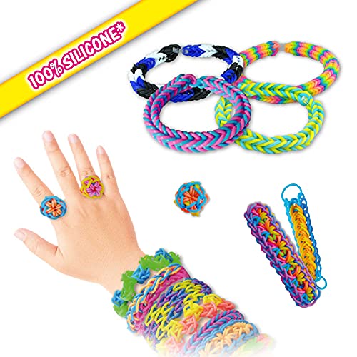 CRAZE - Kit Para Hacer Pulseras Personalizadas De La Amistad Y Anillos Niña Con Silicona, 1000 Gomas, 15 Cierres, Mini Look, 1 Aguja Ganchillo, 1 scoubiloop, Regalos Niñas, Multicolor