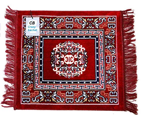 Crazy Bachat Presents Maroon Velvet Prayer Mat Aasan/Pooja Mat/Alfombra de meditación/Multiusos Alfombra de terciopelo 2 pies x 2 pies (marrón y granate)