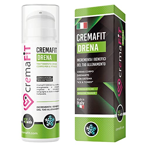 CREMAFIT DRENA Crema Drenante Anticelulítica Fuerte, Termogénica Efecto Frío, para Piernas Cansadas, Hinchadas y Pesadas. Combate la acumulación de grasa y la retención hídrica. Made in Italy 150ml