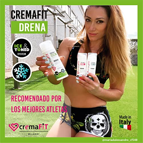 CREMAFIT DRENA Crema Drenante Anticelulítica Fuerte, Termogénica Efecto Frío, para Piernas Cansadas, Hinchadas y Pesadas. Combate la acumulación de grasa y la retención hídrica. Made in Italy 150ml