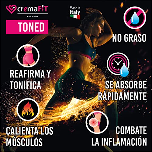 CREMAFIT TONED, Termogénico tonificante y adelgazante. Reafirmación fuerte para piernas y glúteos. Combate la Culotte de Cheval y la Celulitis Arraigada y Persistente. Made in Italy 150ml