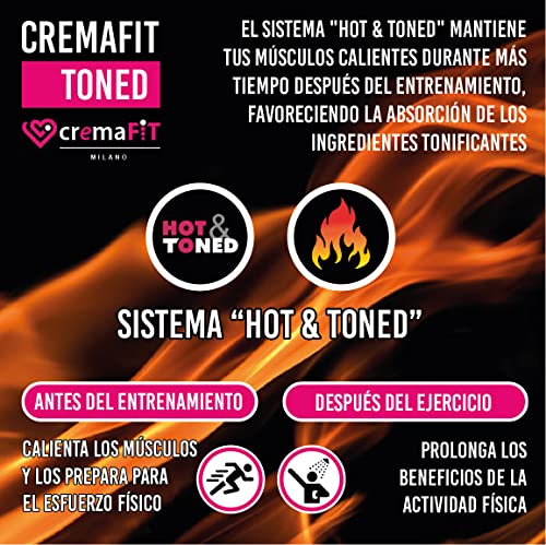 CREMAFIT TONED, Termogénico tonificante y adelgazante. Reafirmación fuerte para piernas y glúteos. Combate la Culotte de Cheval y la Celulitis Arraigada y Persistente. Made in Italy 150ml