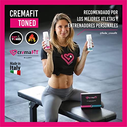 CREMAFIT TONED, Termogénico tonificante y adelgazante. Reafirmación fuerte para piernas y glúteos. Combate la Culotte de Cheval y la Celulitis Arraigada y Persistente. Made in Italy 150ml