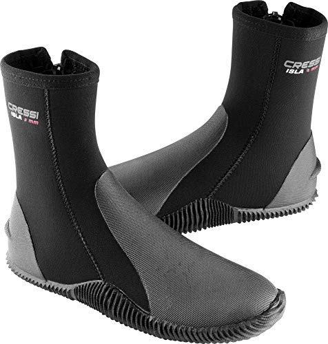 Cressi Isla Botas de Buceo con Suela y Cremallera, 3mm, Unisex Adulto, Negro (Black/Black), S