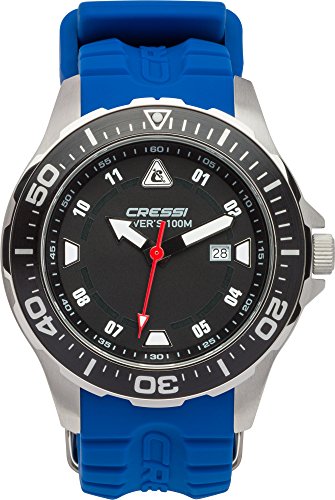 Cressi Manta Reloj  Submarino, Unisex Adulto, Plata/Negro/Azul, Uni