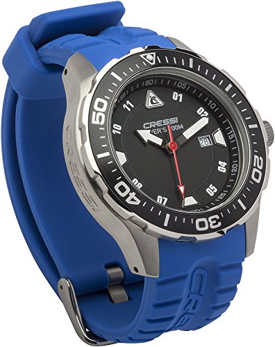 Cressi Manta Reloj  Submarino, Unisex Adulto, Plata/Negro/Azul, Uni