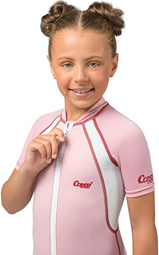 Cressi Shorty Kid Monoshort Infantil en Neopreno de 1.5/2mm, Unisex niños, Mangas Cortas-Rosa/Blanco, M (3 Años)