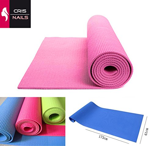 Crisnails® Esterilla Fitness de Ejercicio, Alfombra de Yoga, Colchoneta de Gimnasia, Fino y Suave, Plegable y Fácil de Transportar, Tamaño de 173cm x 61cm, 6 Colores (Fucsia)