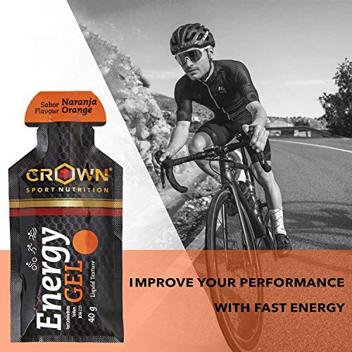 Crown Sport Nutrition Gel Energético - con o sin Cafeína - 12 unidades Carbohidratos en ratio 2:1:1 (Maltodextrina - Dextrosa - Fructosa) Ciclismo Running Deporte Entreno