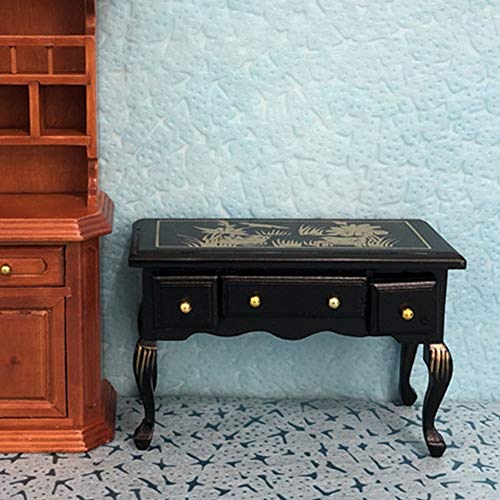 Cuque Venta Loca Escritorio de casa de muñecas, Accesorio de casa de muñecas 1:12, Muebles de casa de muñecas Retro, Escritorio de Madera en Miniatura para niños, Regalo para niños