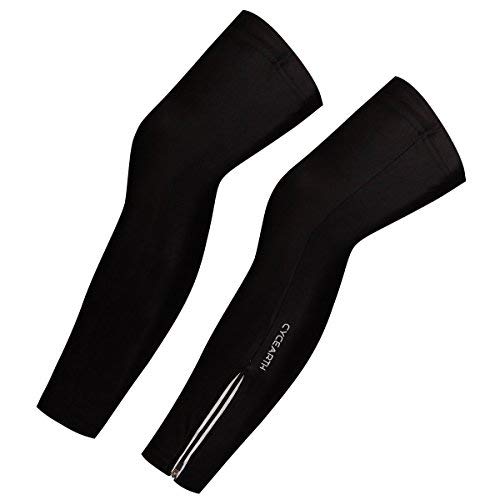 CYCEARTH Hombres Mujeres Ciclismo Calentadores de piernas MTB Bicicleta Polainas Legwarmers Deportes Medias Cubiertas Sunproof, Negro, X-Large