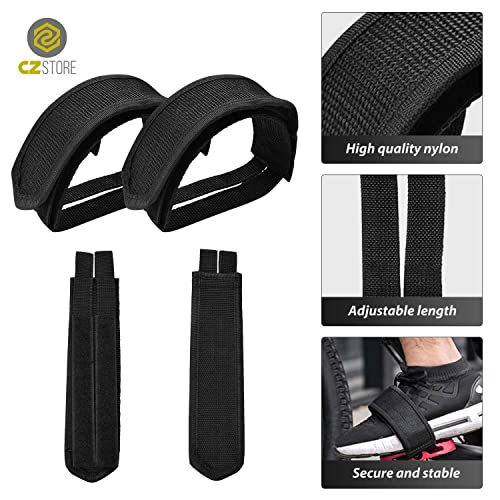 CZ Store Correa para Pedales de Bicicleta | Juego de 2 | ✮GARANTÍA DE POR VIDA✮ - Reposapies de Nylon, Tira Adhesiva Doble Ajustable para los Pies - BMX, MTB, Bicicletas Estáticas de Ejercicio