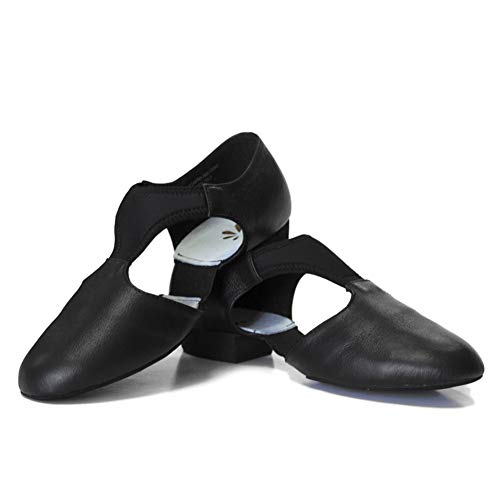 DANCEYOU Zapatos de Jazz para Mujer con Suela Blanda Zapatos de Baile Latino para Hombre Sandalias de Enseñanza de Baile de Cuero para Baile de Salón Salsa Latina Moderna, Negro EU 36.5/37