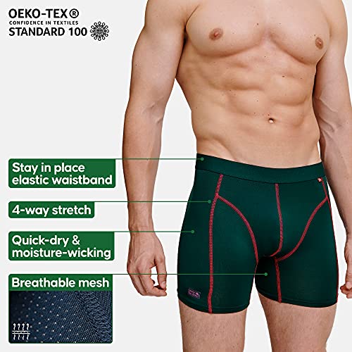 DANISH ENDURANCE Calzoncillos Bóxer de Deporte Pack de 3 (Multicolor: 1 x Negro, 1 x Verde/púrpura, 1 x Negro/Rojo, Medium)