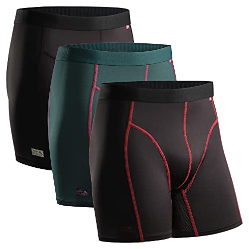 DANISH ENDURANCE Calzoncillos Bóxer de Deporte Pack de 3 (Multicolor: 1 x Negro, 1 x Verde/púrpura, 1 x Negro/Rojo, Medium)