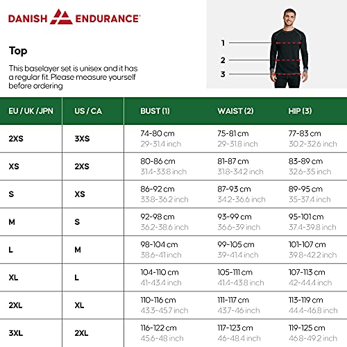 DANISH ENDURANCE Recycled Polyester Baselayer Set (Unisex) XS Black 1-Pack