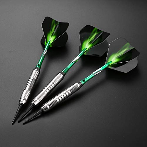 Dardos Dardos con Punta de plástico, Dardos Softdart 18 Gramos, Dardos Dardos 16 g, Dardos de Vuelo Dardos de Verde Azul Rojo Negro con Bolsillo para Diana electrónica, Dardos Blandos