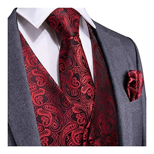 DDSP Boda de los Hombres de Seda Chaleco Corbata pañuelo de Las Mancuernas del pañuelo fijado for el Smoking del Juego Sleeveless (Color : MJ 104, Size : S.)