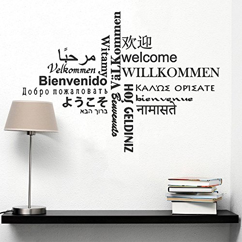 decalmile Plurilingüe "Bienvenida" Negro Letras Pegatinas Pared Desmontable Vinilo Decorativos Adhesivos Para Para Sala De Estar Dormitorio Oficinas