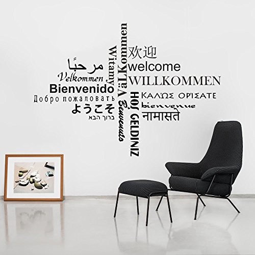 decalmile Plurilingüe "Bienvenida" Negro Letras Pegatinas Pared Desmontable Vinilo Decorativos Adhesivos Para Para Sala De Estar Dormitorio Oficinas