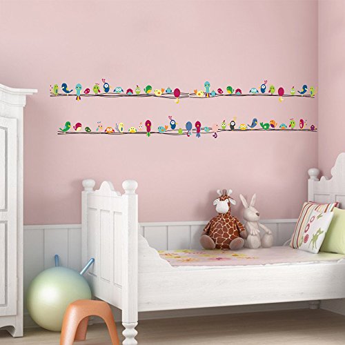 decalmile Vinilos Vistoso Lindo Animales Pájaros Pegatinas Pared Desmontable Decorativos Adhesivos para Niños Habitación Infantil