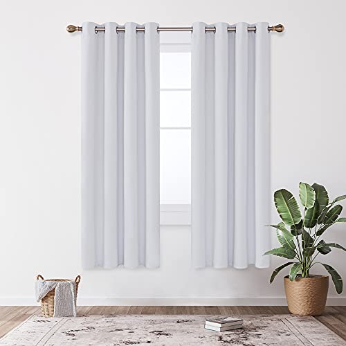 Deconovo Cortinas Salon Opacas Térmicas Aislantes con Ojales 2 Paneles 135 x 240 cm Gris Blanco