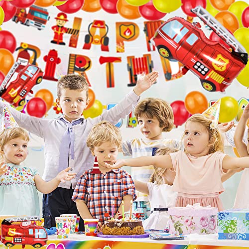 Decoración para Fiestas de Cumpleaños para Bomberos, XiXiRan Globos de Aluminio de Camión de Bomberos, Pancartas de Cumpleaños para Bomberos, Decoracion Cumpleaños（Camión de bomberos）