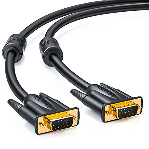 deleyCON 5m Cable VGA 15 Pines S-VGA Conector D-Sub 1080p Full HD Apantallamiento Triple Protección Contra Dobladuras Contactos Dorados