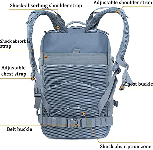 Delgeo Mochila Táctica Militar, 45L Gran Capacidad Mochila Crossfit, Plegable Impermeable Mochila Supervivencia, Montañismo, Senderismo, Trekking, Acampada, Aventura o Viajes, Azul grisáceo