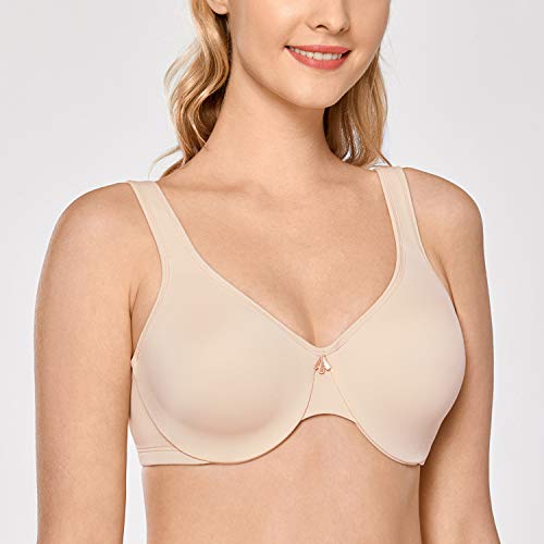 DELIMIRA - Sujetador Reductor Copa Completa con Aros Minimizador para Mujer Beige 110C