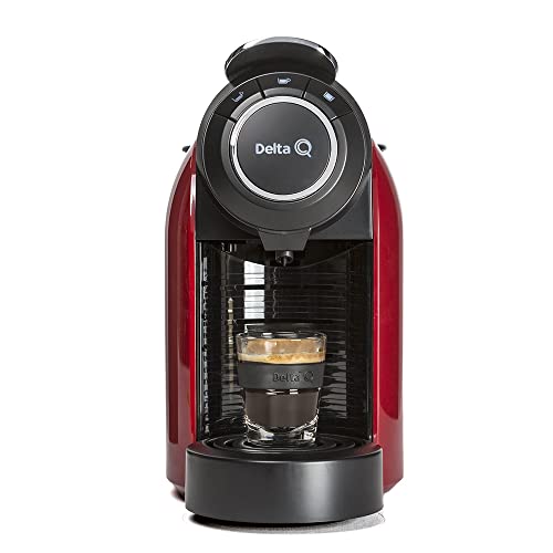 Delta Q - Qool Evolution Roja + 2 packs de 40 cápsulas - Cafetera de cápsulas 19 bares de presión, funcionamiento automático, 3 programaciones de café, depósito de 1 L + 2 Packs 40 capsulas Qalidus