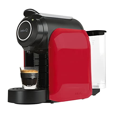 Delta Q - Qool Evolution Roja - Cafetera de Capsulas - 19 Bares de Presión - Expresso - Programación Automática - Incluye 1 Pack Intensidades 40 cápsulas - Uso en Sistema Delta Q