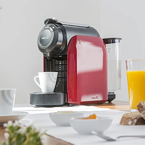 Delta Q - Qool Evolution Roja - Cafetera de Capsulas - 19 Bares de Presión - Expresso - Programación Automática - Incluye 1 Pack Intensidades 40 cápsulas - Uso en Sistema Delta Q