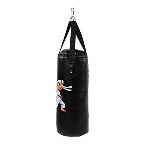 Demeras Saco de Arena de Boxeo Colgante Chico Sanda Muay Thai Equipo Hueco de Entrenamiento para niños Juguetes para niños Regalo para Adolescentes Adultos(Black, 60CM)