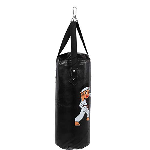 Demeras Saco de Arena de Boxeo Colgante Chico Sanda Muay Thai Equipo Hueco de Entrenamiento para niños Juguetes para niños Regalo para Adolescentes Adultos(Black, 60CM)