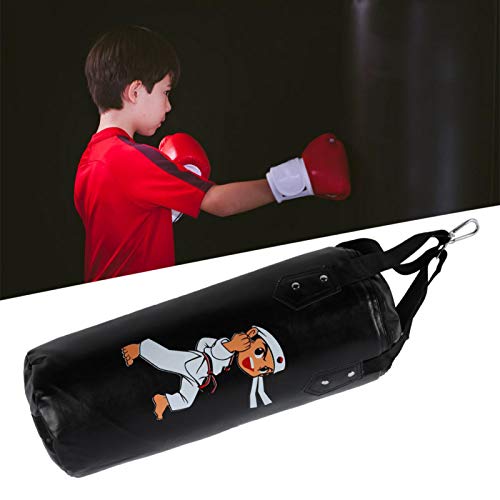 Demeras Saco de Arena de Boxeo Colgante Chico Sanda Muay Thai Equipo Hueco de Entrenamiento para niños Juguetes para niños Regalo para Adolescentes Adultos(Black, 60CM)