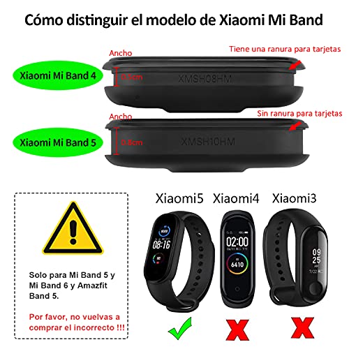 DEOU 2 Pack Correa Compatible con Xiaomi Mi Band 6 / Xiaomi Mi Band 5 / Amazfit Band 5,Coloridos Suave Silicona Pulseras de Repuesto para Mi Band 5 & Mi Band 6 & Amazfit Band 5(Negro/Azul Marino)