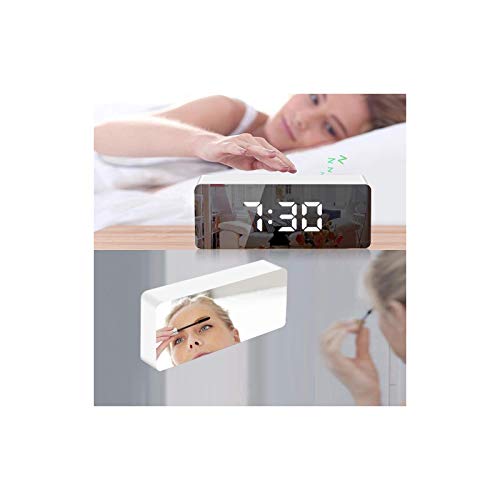 Despertador de Espejo, Reloj Despertador Digital de 3 Pulgadas con Pantalla LED, Modo de Atenuación, Repetición, Brillo Ajustable, Reloj de Noche para Dormitorio, Sala de Estar, Decoración del Hogar