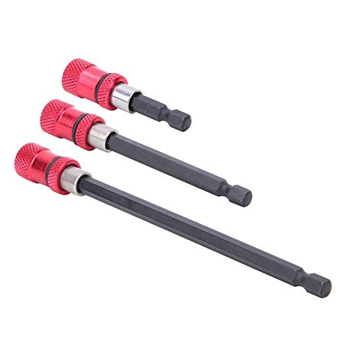 Destornillador de Acero Inoxidable de VáStago Hexagonal 1/4 de Pulgada Soporte de Broca Varilla de Extensión Magnética Barra de LiberacióN Rápida Rojo(100mm)