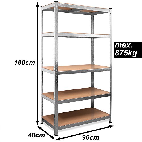 Deuba Set 2x Estanterías Metálicas Cargas Pesadas 5 Estantes 180x90x40cm máx.875kg Taller Depósito