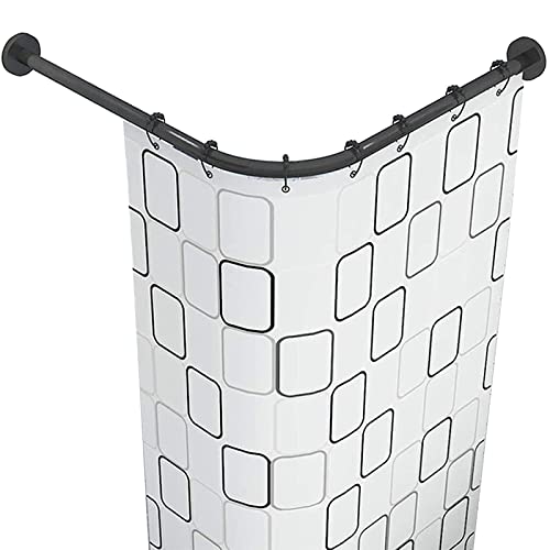 DFANCE Barra Cortina Ducha Esquina Sin Taladro,Barra Cortina Ducha Negra Esquina,Barra para Ducha Extensible,L Barra De Cortina De Ducha Curvada,para Baño,Cocina,Vestidor,A