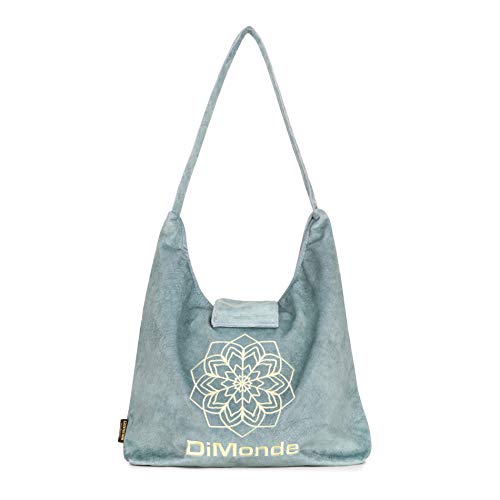 DiMonde Zafu - Cojín de meditación y Yoga Redondo con Bolsa Gamuza – Funda extraíble y Lavable – Relleno de cáscaras de Trigo sarraceno– Asa Lateral – Mandala – Altura 13 cm – Diámetro 33 cm Verde