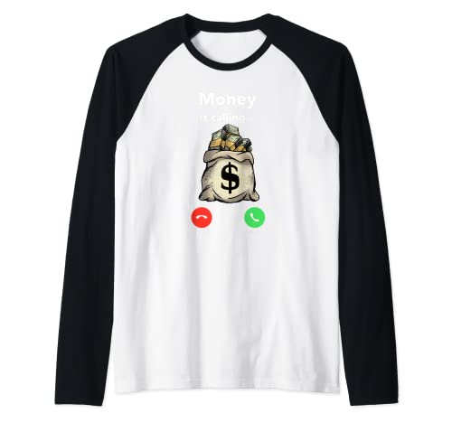 Dinero Llamando Gang Ster Emprendedor Navidad Hip Hop Regalo Camiseta Manga Raglan