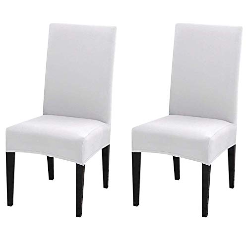 Dioxide Fundas para Sillas Pack de 4 Fundas Sillas Comedor, Fundas Elásticas Chair Covers Lavables Desmontables Cubiertas para Sillas Muy Fácil de Limpiar Duradera(Blanco,Paquete de 4)