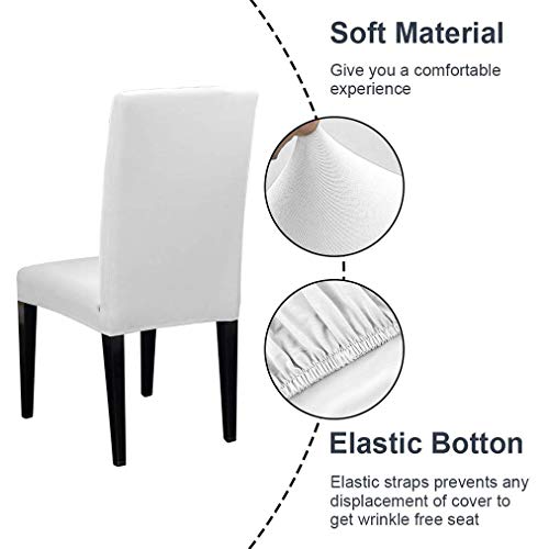 Dioxide Fundas para Sillas Pack de 4 Fundas Sillas Comedor, Fundas Elásticas Chair Covers Lavables Desmontables Cubiertas para Sillas Muy Fácil de Limpiar Duradera(Blanco,Paquete de 4)