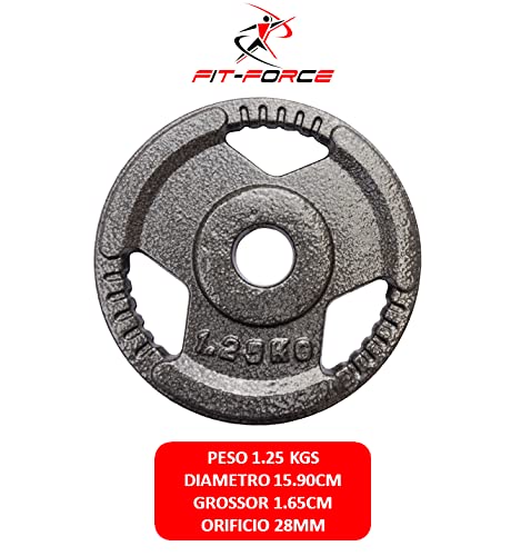 Discos de Pesas con Orificio de 28mm 1.25 kgs x 4 Unidades Total 10kgs