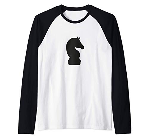 Disfraz de Halloween de pieza de ajedrez de caballero negro Camiseta Manga Raglan