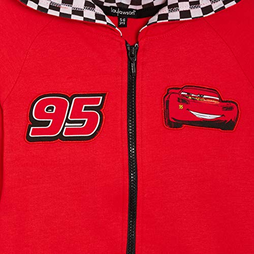 Disney Cars - Sudadera con capucha para niños con capucha y cremallera completa, rosso, 3-4 Years